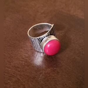 Red And Silver Statement Ring